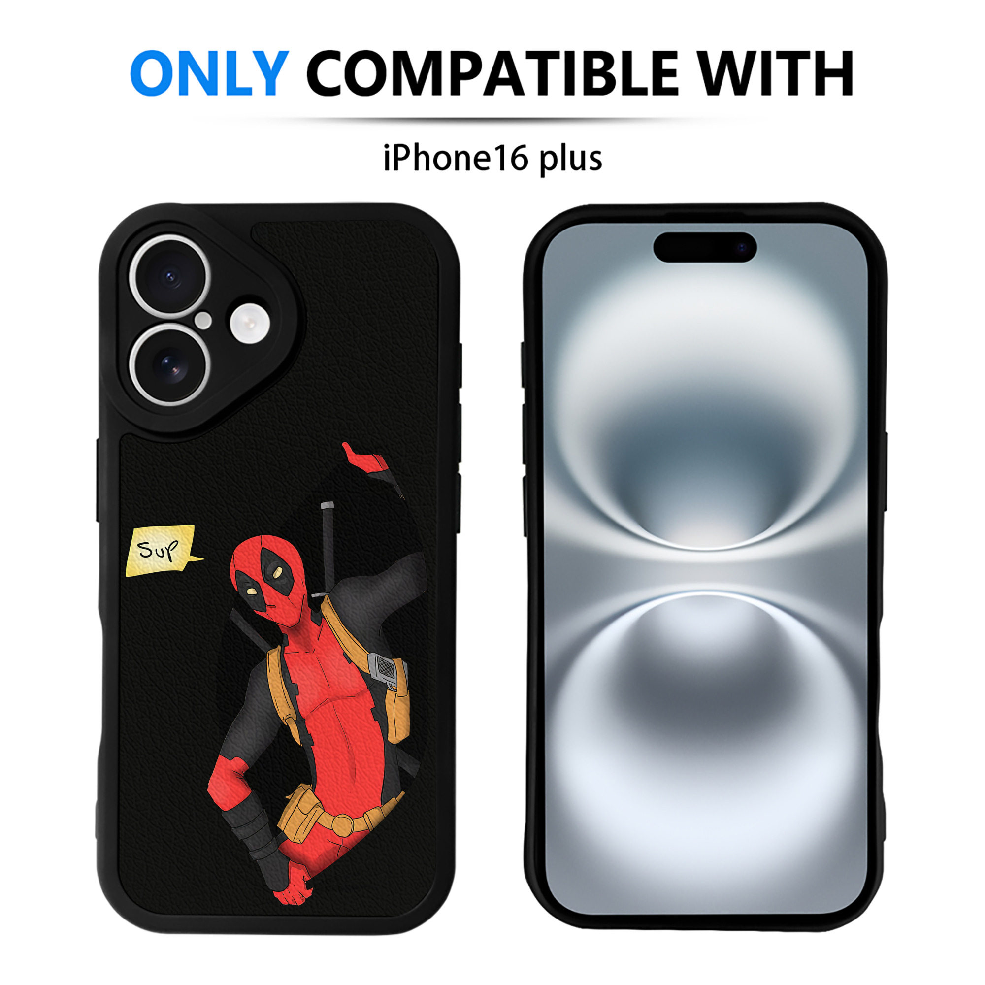 （画像用） Deadpool デッドプール 【iPhone 16シリーズ対応】シリコンスマホケース（レザー調） 材質：シリコン